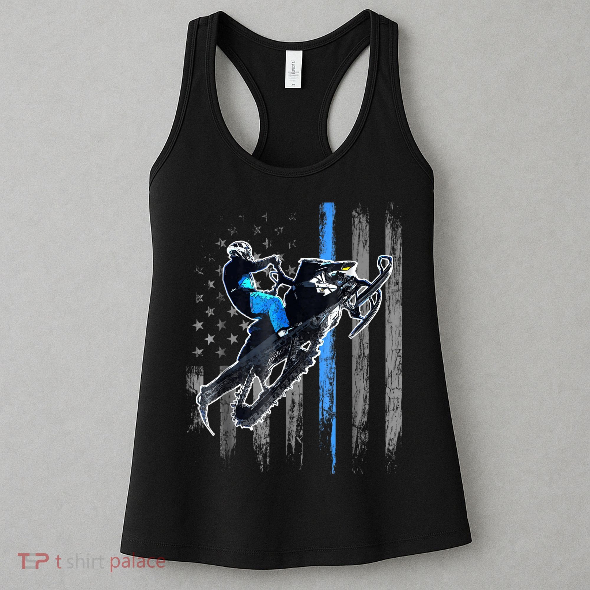 Snowmobile Riding American Flag Women's Tank Top