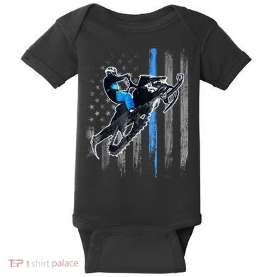 Snowmobile Riding American Flag Baby Bodysuit