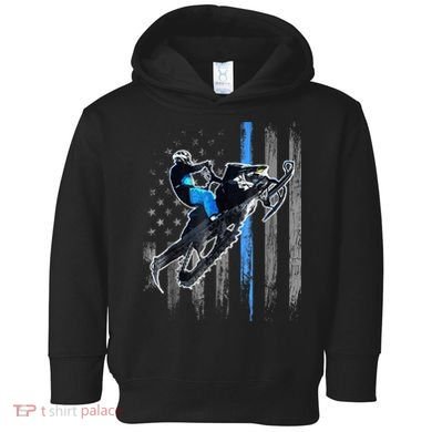 Snowmobile Riding American Flag Toddler Hoodie