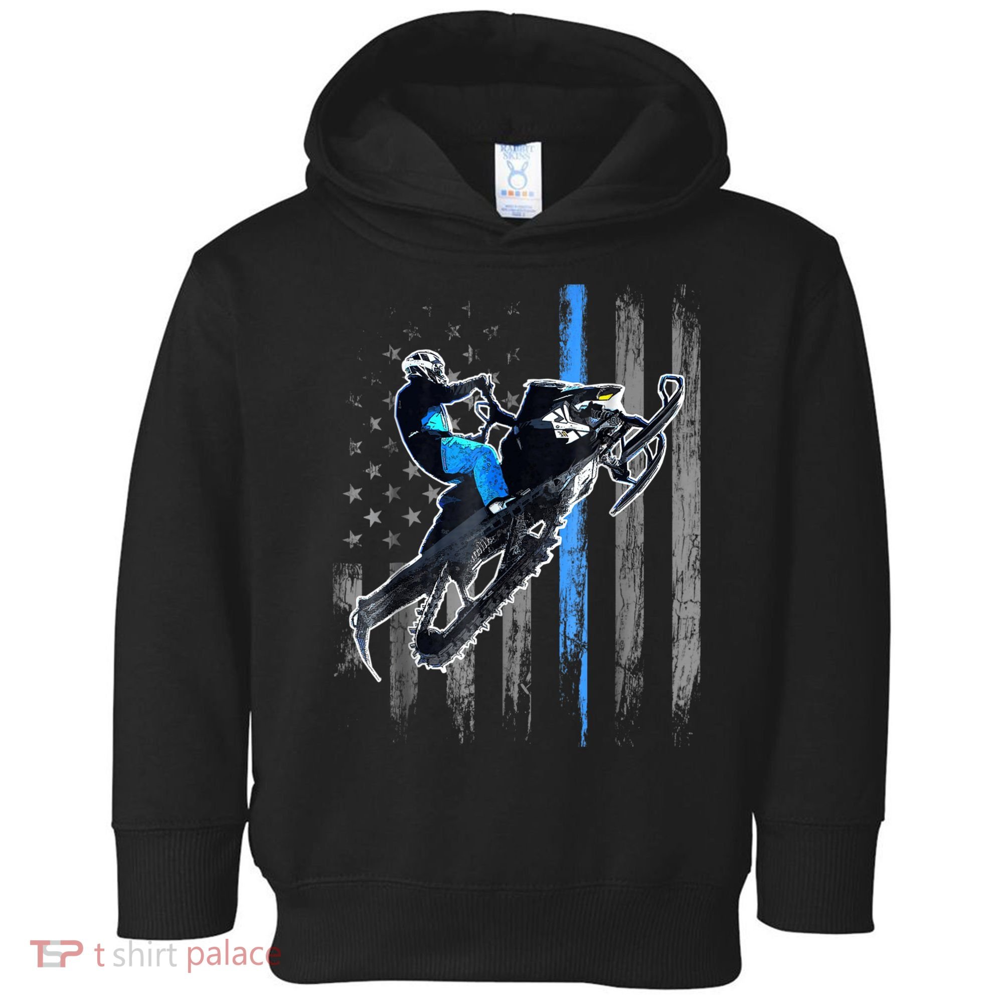 Snowmobile Riding American Flag Toddler Hoodie