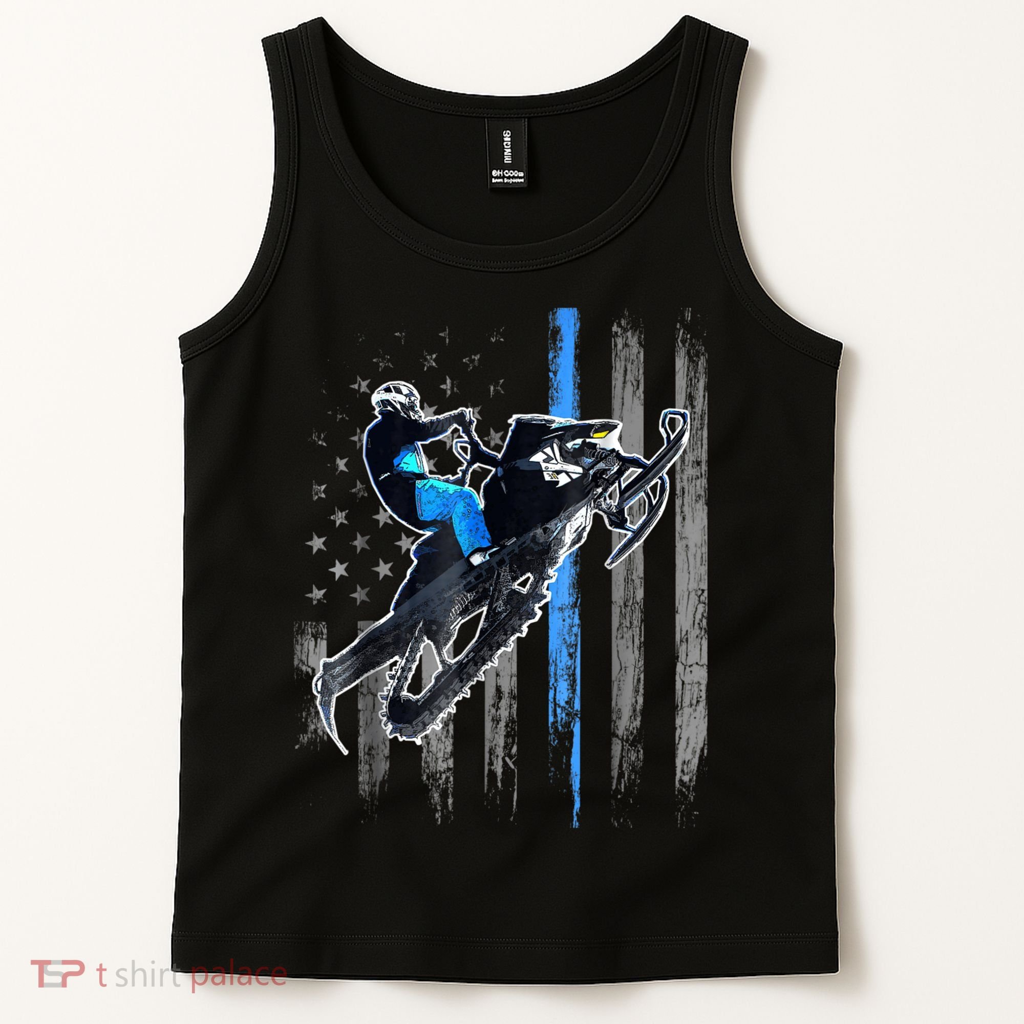 Snowmobile Riding American Flag Tank Top