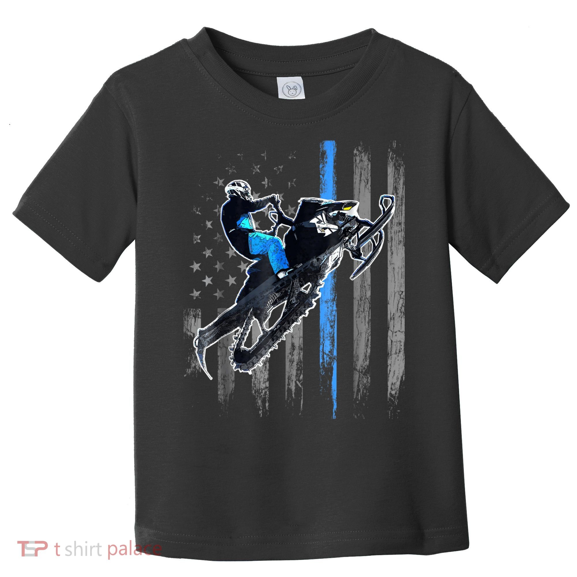 Snowmobile Riding American Flag Toddler T-Shirt