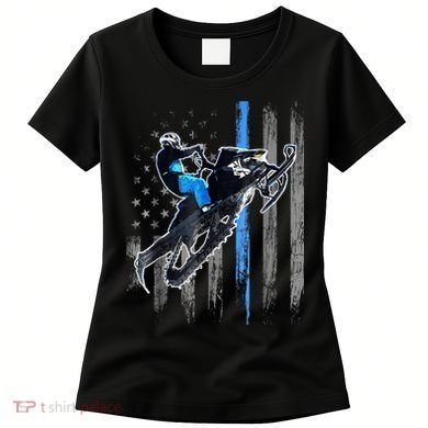 Snowmobile Riding American Flag Women's T-Shirt