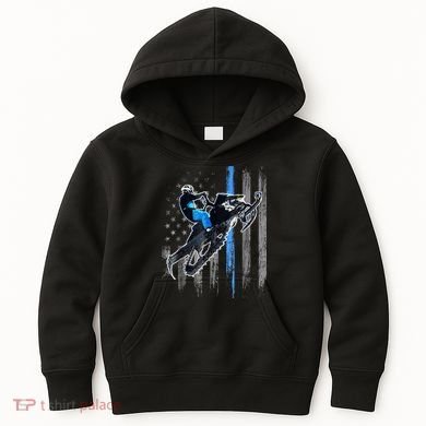 Snowmobile Riding American Flag Kids Hoodie