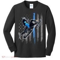 Snowmobile Riding American Flag Kids Long Sleeve Shirt thumb 0