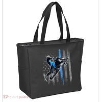 Snowmobile Riding American Flag Tote Bag thumb 2