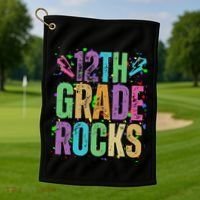 School Rocks Back To School Rockin 12th Grade Rocks Golf Towel thumb 1