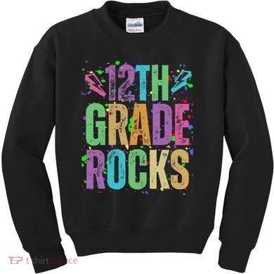School Rocks Back To School Rockin 12th Grade Rocks Kids Sweatshirt