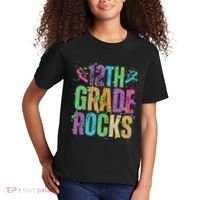 School Rocks Back To School Rockin 12th Grade Rocks Kids T-Shirt thumb 2