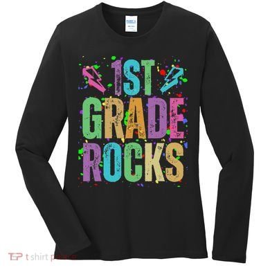 School Rocks Back To School Rockin 1st Grade Rocks Women's Long Sleeve Shirt