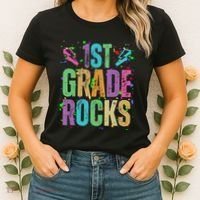 School Rocks Back To School Rockin 1st Grade Rocks Women's T-Shirt thumb 2