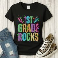School Rocks Back To School Rockin 1st Grade Rocks Women's T-Shirt thumb 3