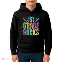 School Rocks Back To School Rockin 1st Grade Rocks Kids Hoodie thumb 4