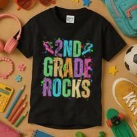 School Rocks Back To School Rockin 2nd Grade Rocks Kids T-Shirt thumb 3