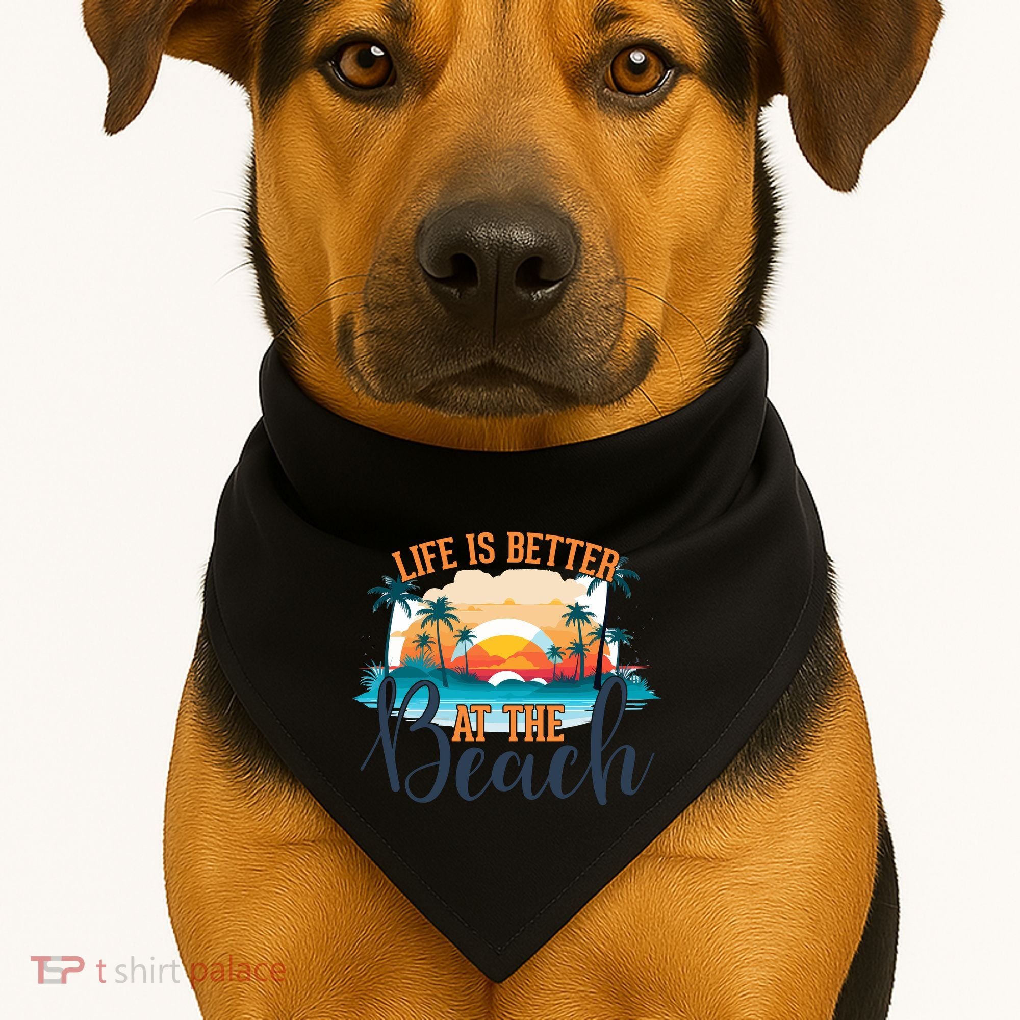 Summer Retro Beach Vibes Graphic USA-Made Doggie Bandana