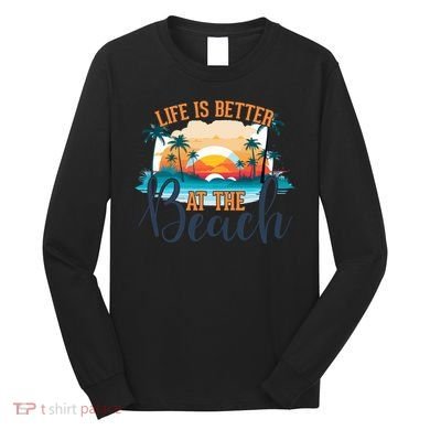 Summer Retro Beach Vibes Graphic Long Sleeve Shirt