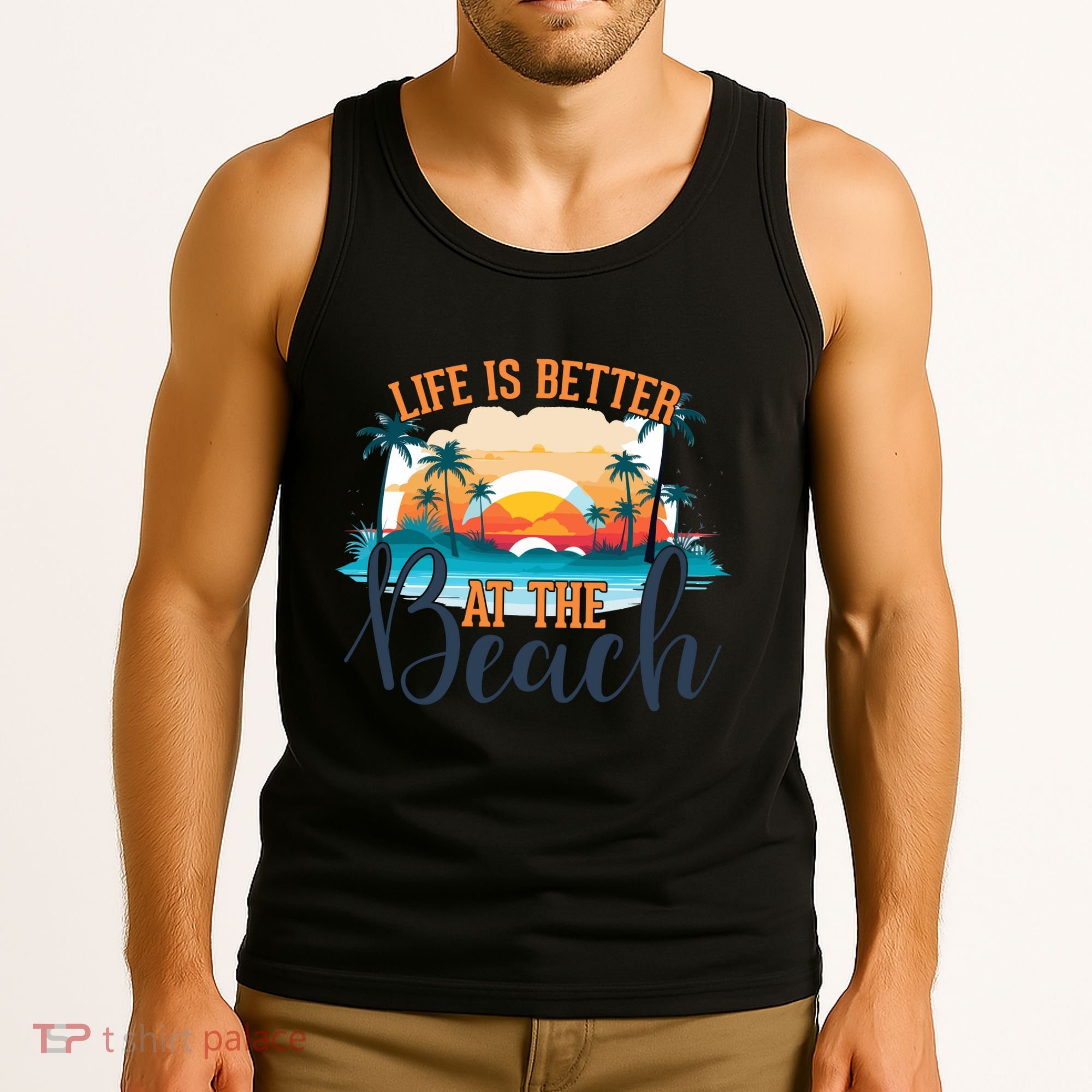 Summer Retro Beach Vibes Graphic Tank Top