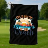 Summer Retro Beach Vibes Graphic Golf Towel thumb 1
