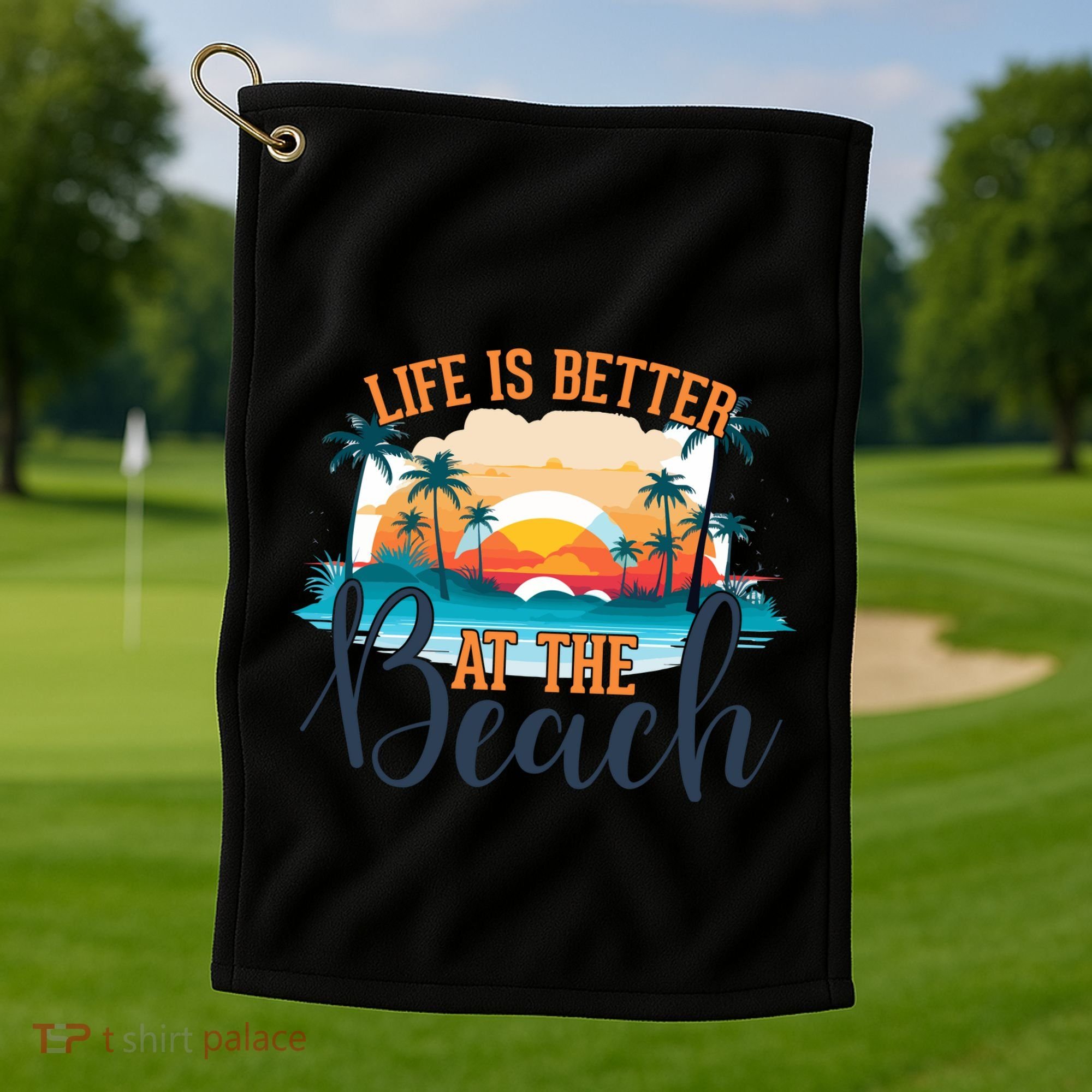 Summer Retro Beach Vibes Graphic Golf Towel