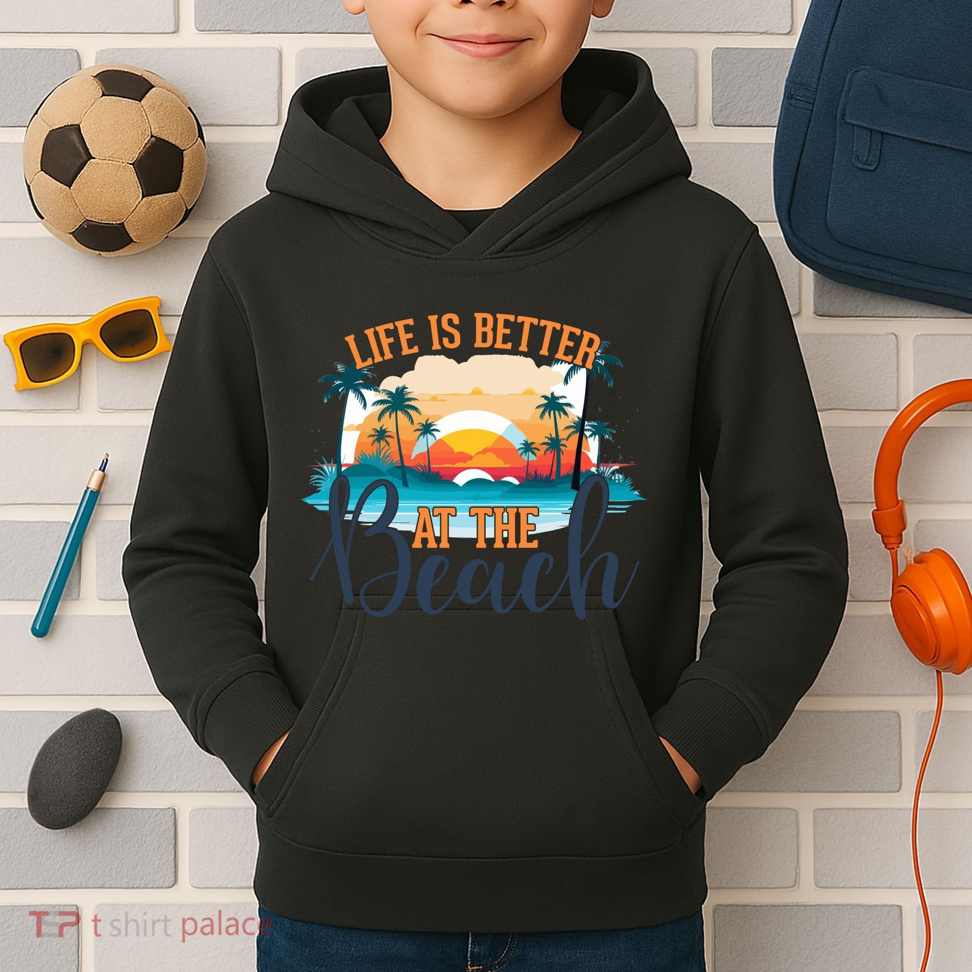 Summer Retro Beach Vibes Graphic Kids Hoodie