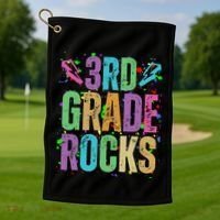 School Rocks Back To School Rockin 3rd Grade Rocks Golf Towel thumb 1