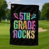 School Rocks Back To School Rockin 5th Grade Rocks Golf Towel thumb 1