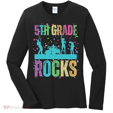 School Rocks Back To School Rockin 5th Grade Rocks Women's Long Sleeve Shirt