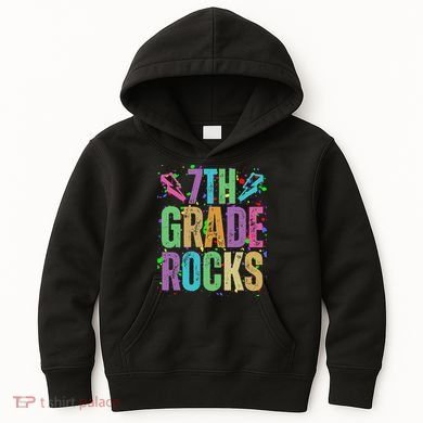 School Rocks Back To School Rockin 7th Grade Rocks Kids Hoodie