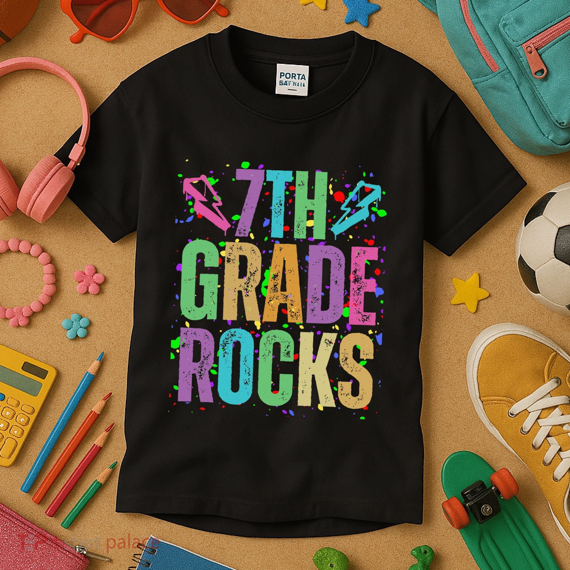 School Rocks Back To School Rockin 7th Grade Rocks Kids T-Shirt