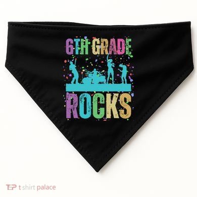 School Rocks Back To School Rockin 6th Grade Rocks USA-Made Doggie Bandana