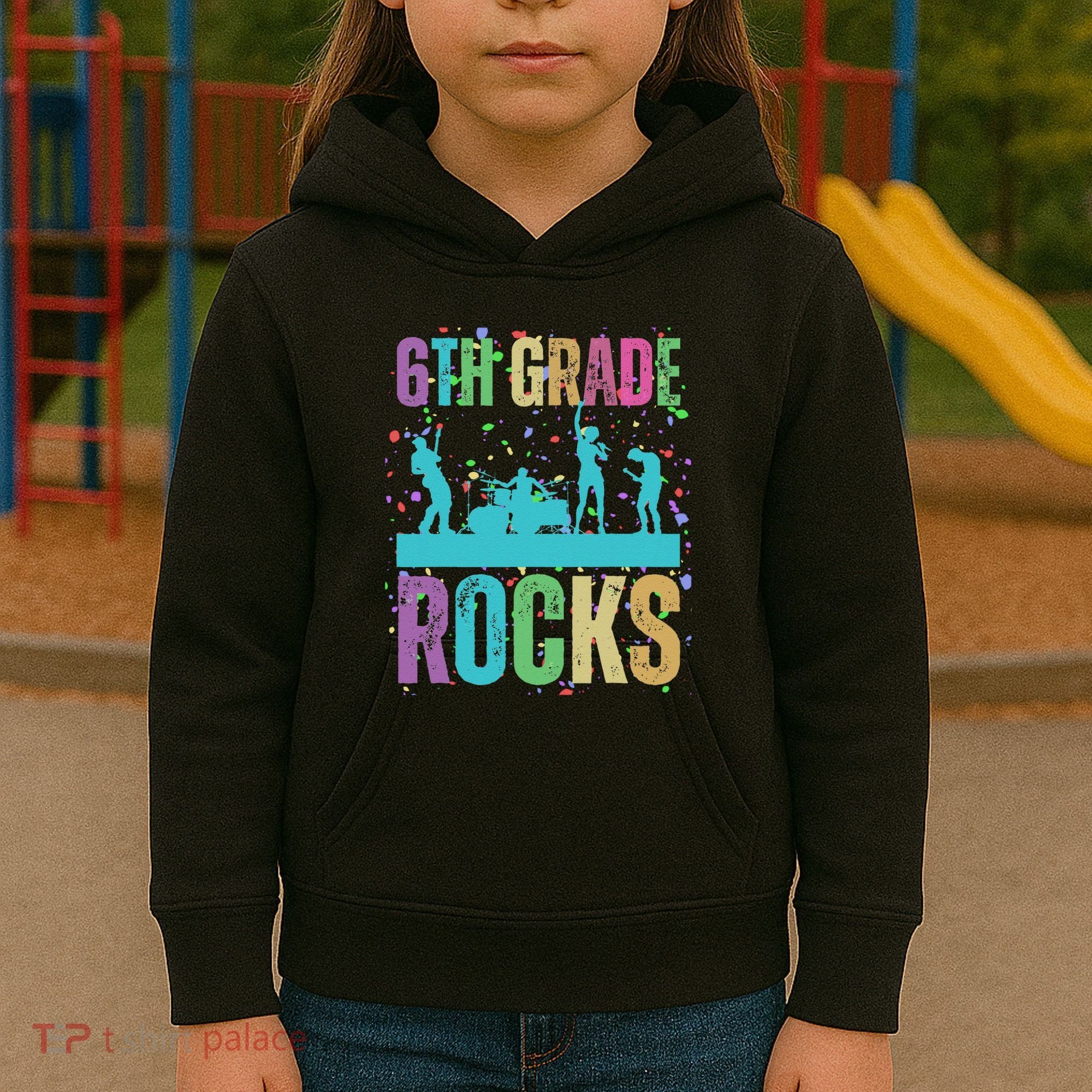 School Rocks Back To School Rockin 6th Grade Rocks Kids Hoodie