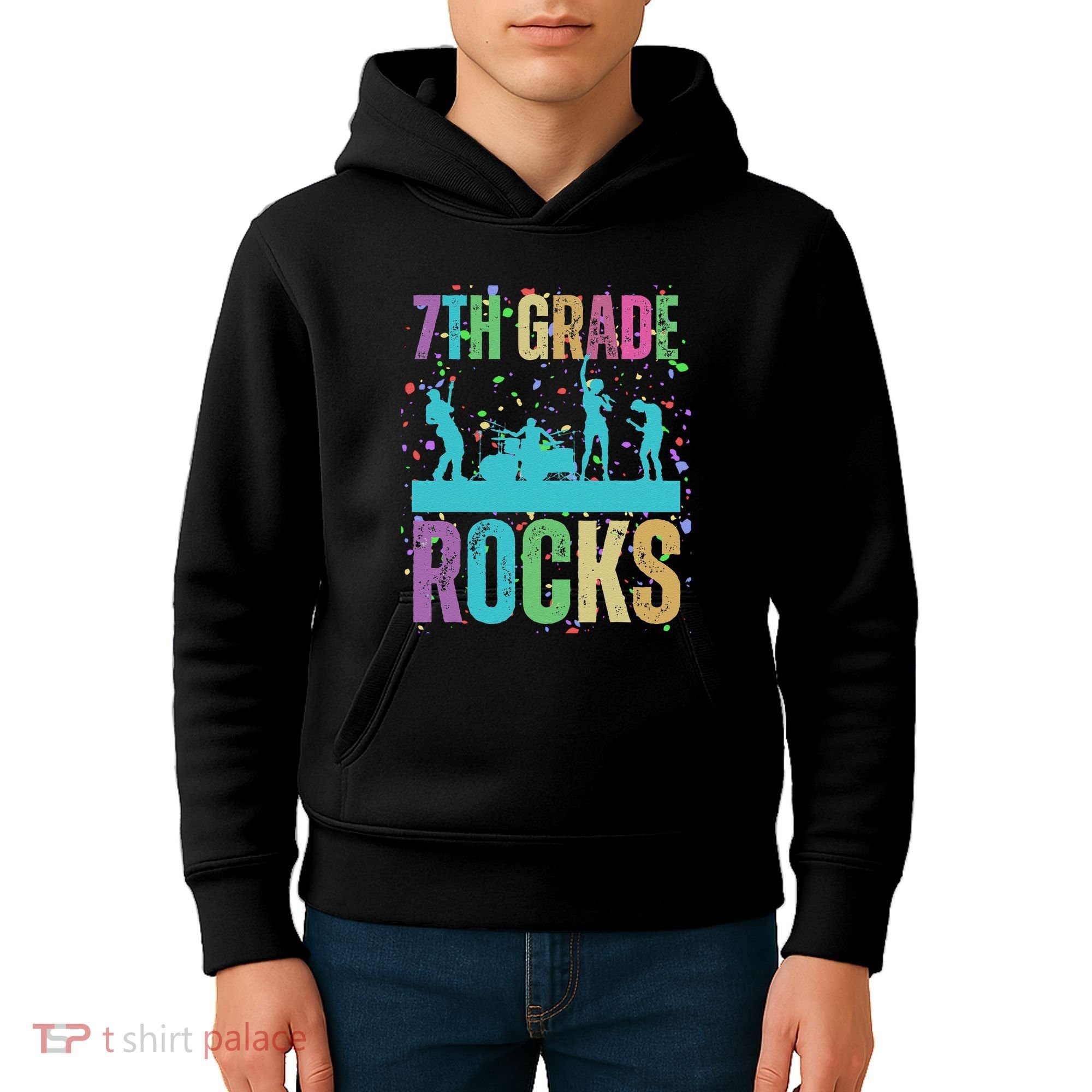 School Rocks Back To School Rockin 7th Grade Rocks Kids Hoodie