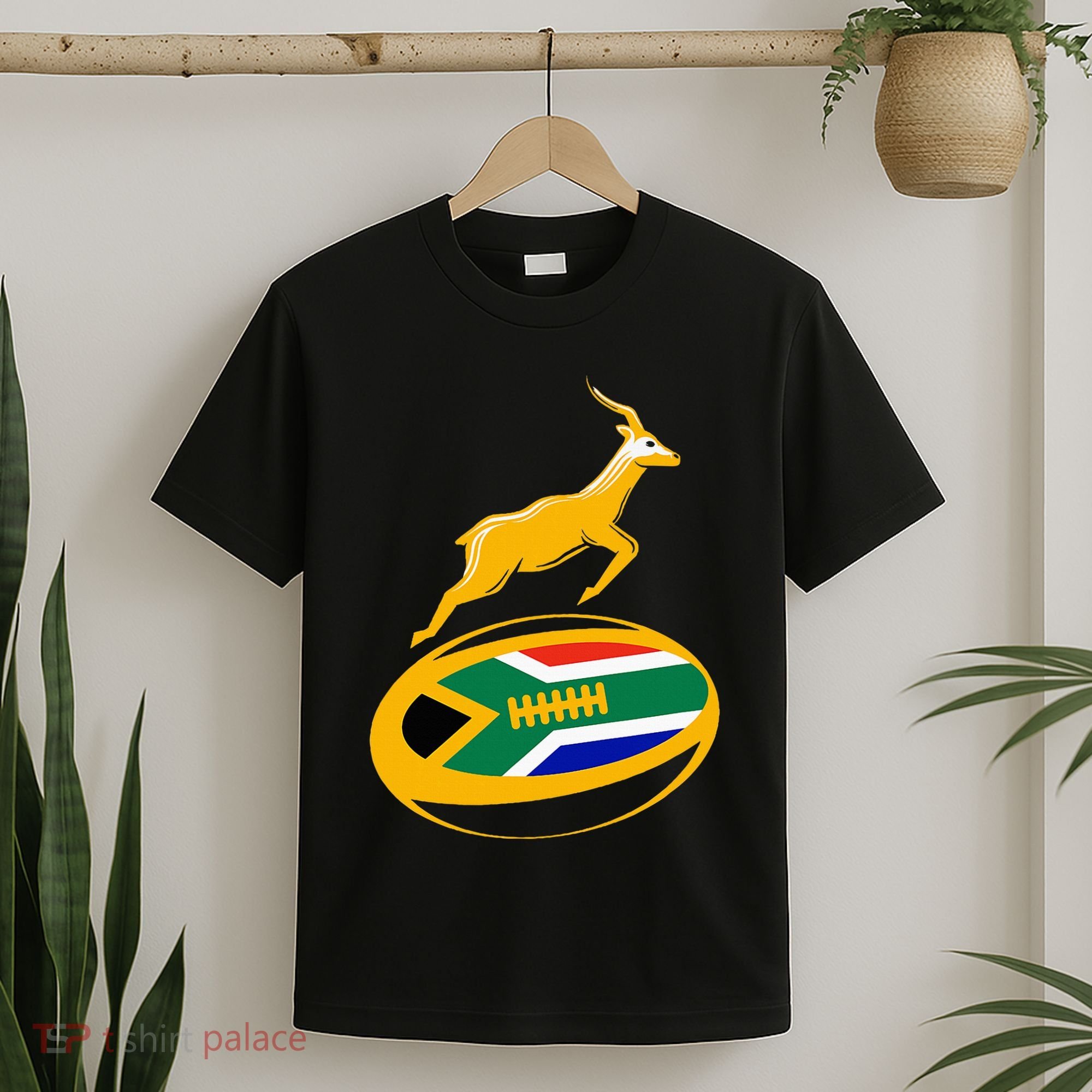 Springbok Rugby Ball & South African Flag T-Shirt