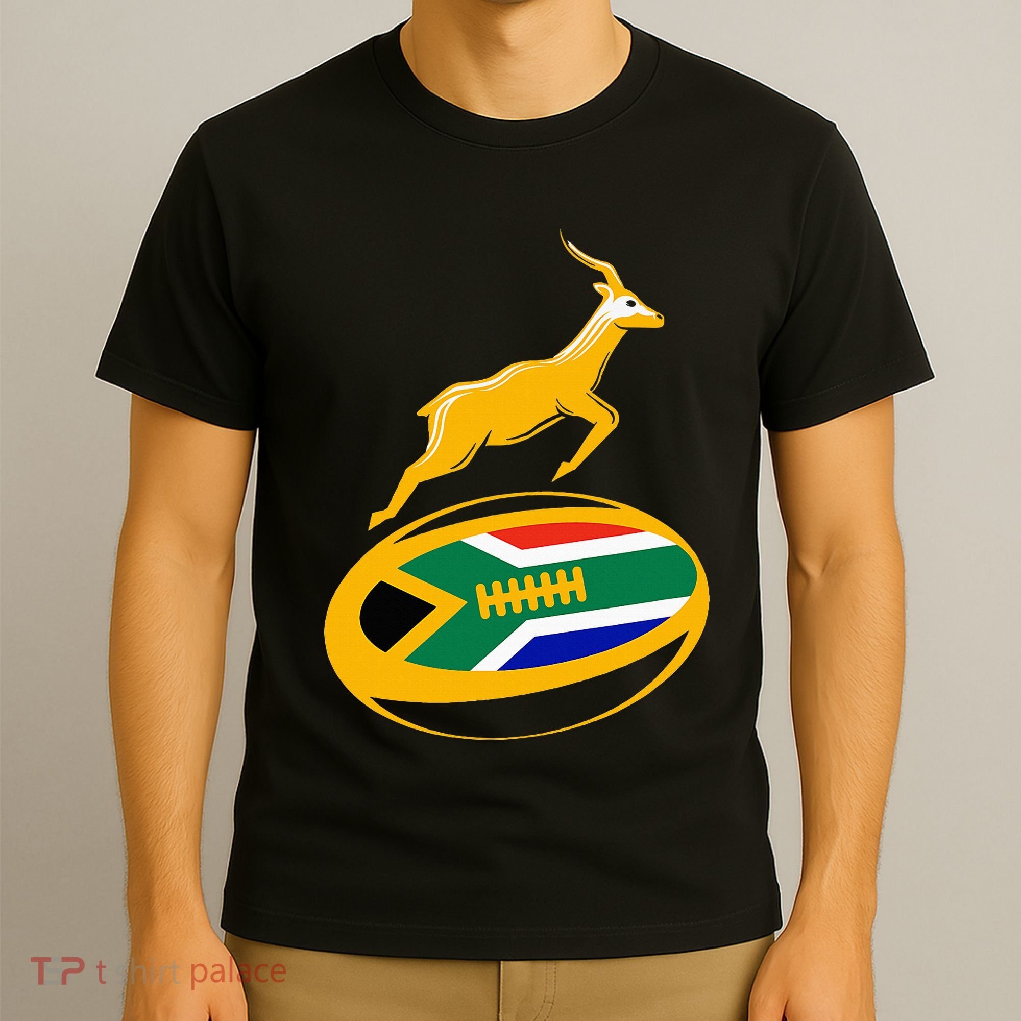 Springbok Rugby Ball & South African Flag T-Shirt