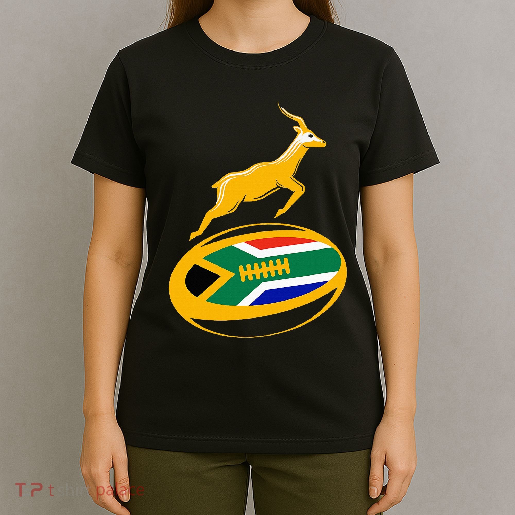 Springbok Rugby Ball & South African Flag T-Shirt