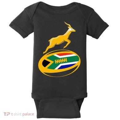 Springbok Rugby Ball & South African Flag Baby Bodysuit