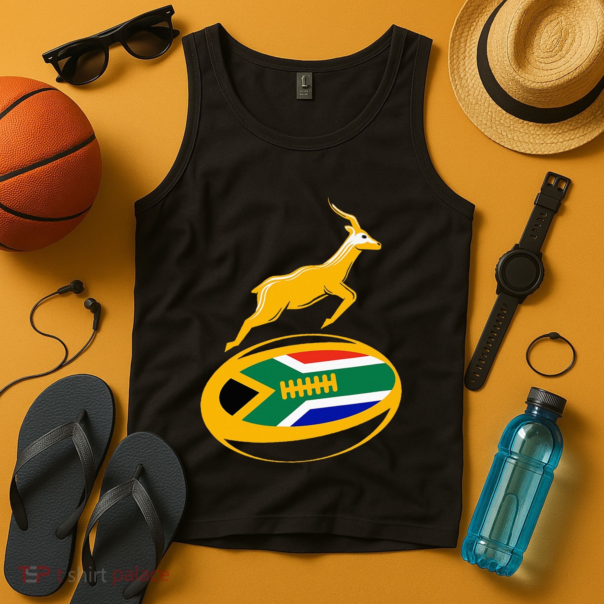 Springbok Rugby Ball & South African Flag Tank Top