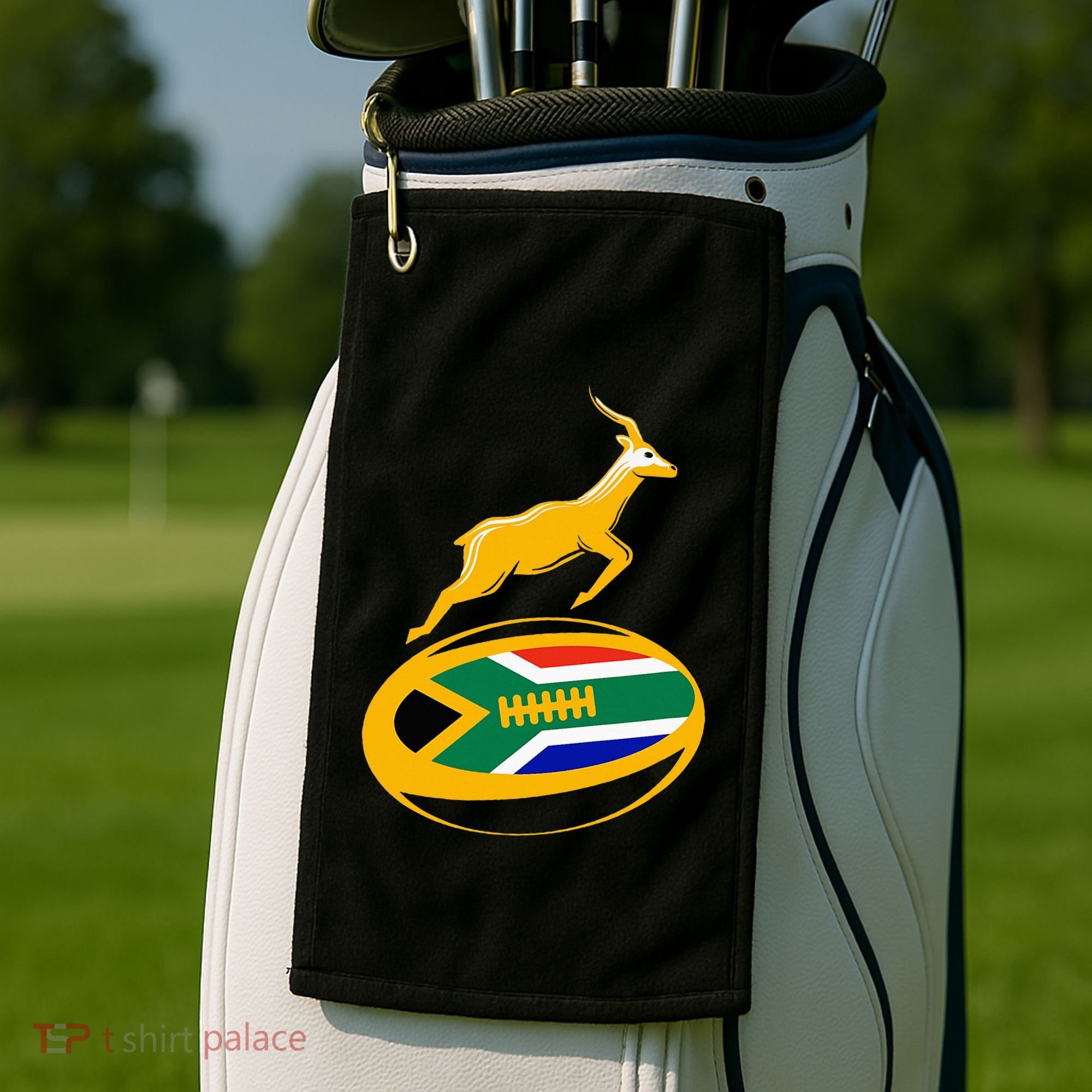 Springbok Rugby Ball & South African Flag Golf Towel