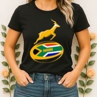 Springbok Rugby Ball & South African Flag Women's T-Shirt thumb 2