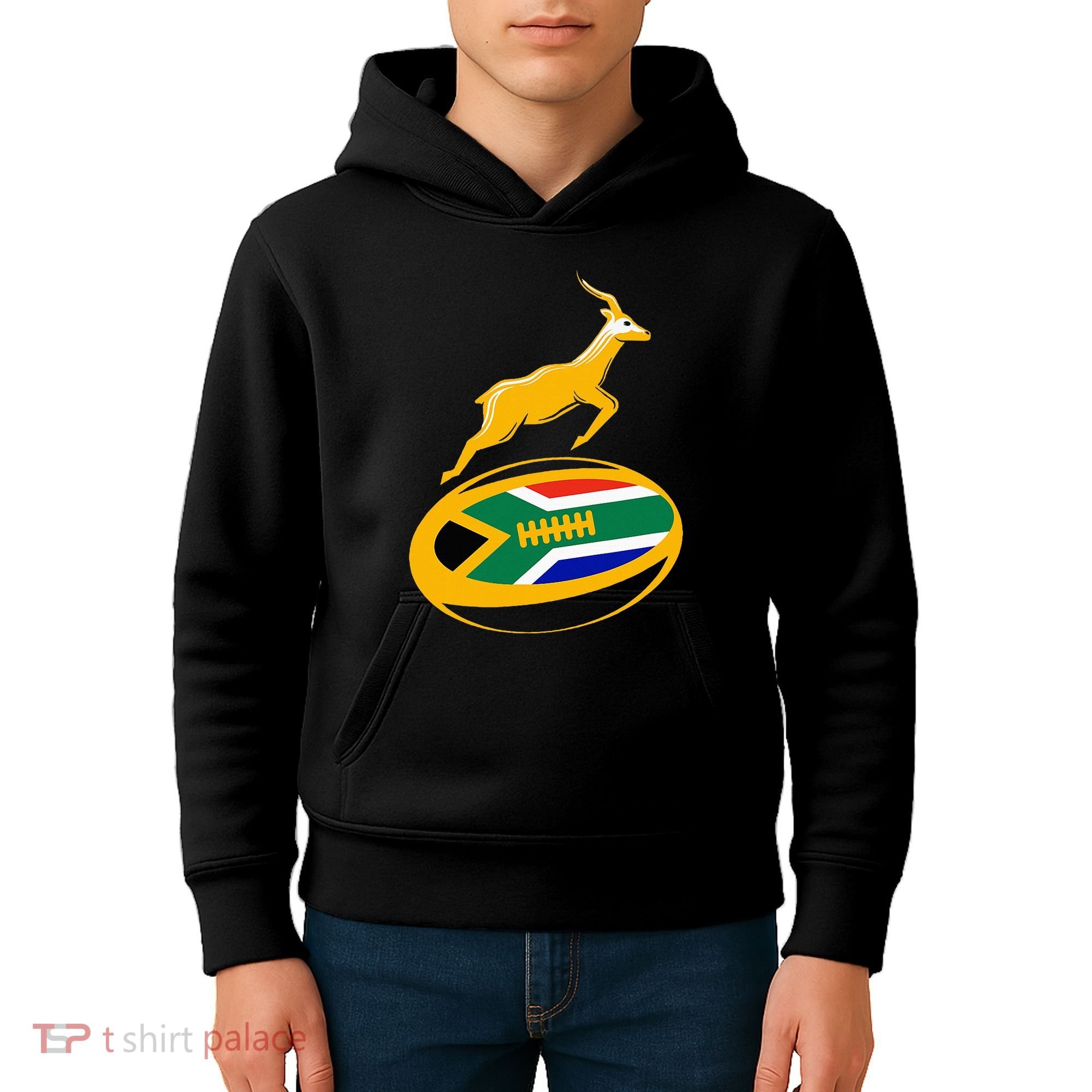 Springbok Rugby Ball & South African Flag Kids Hoodie