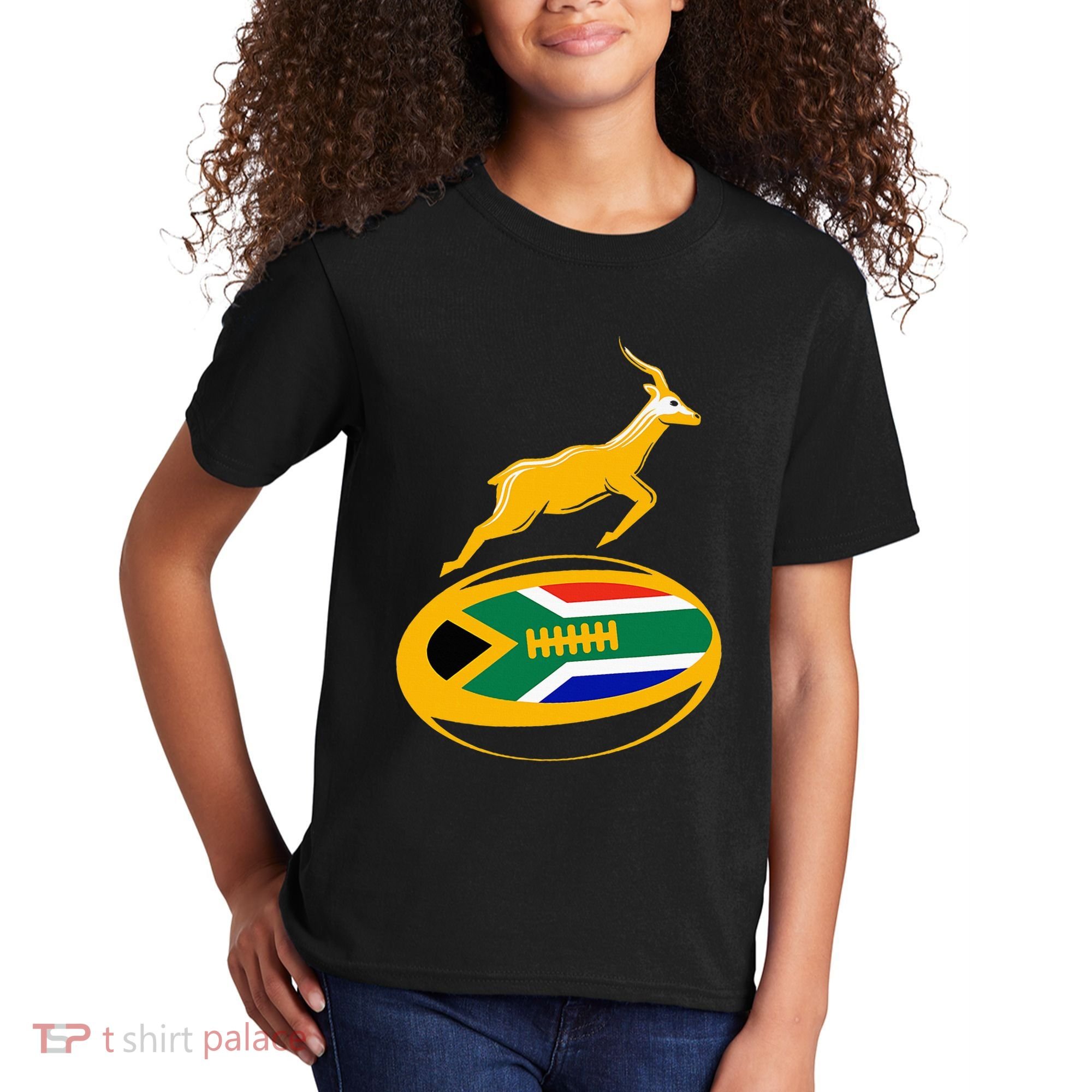 Springbok Rugby Ball & South African Flag Kids T-Shirt