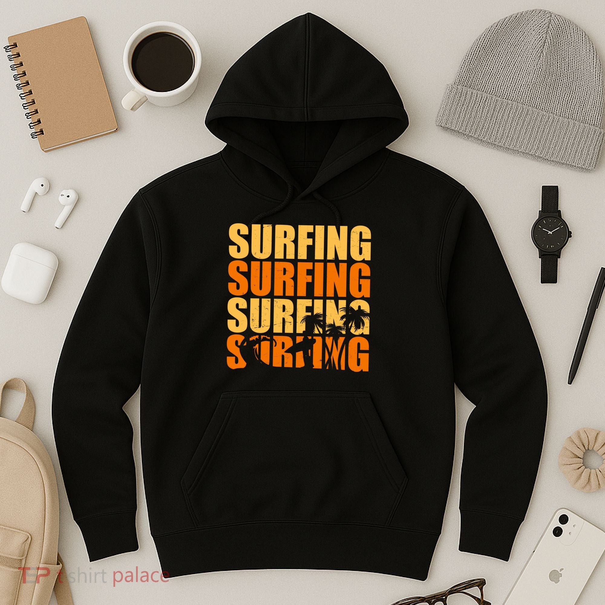 Surfing Retro Beach Hoodie