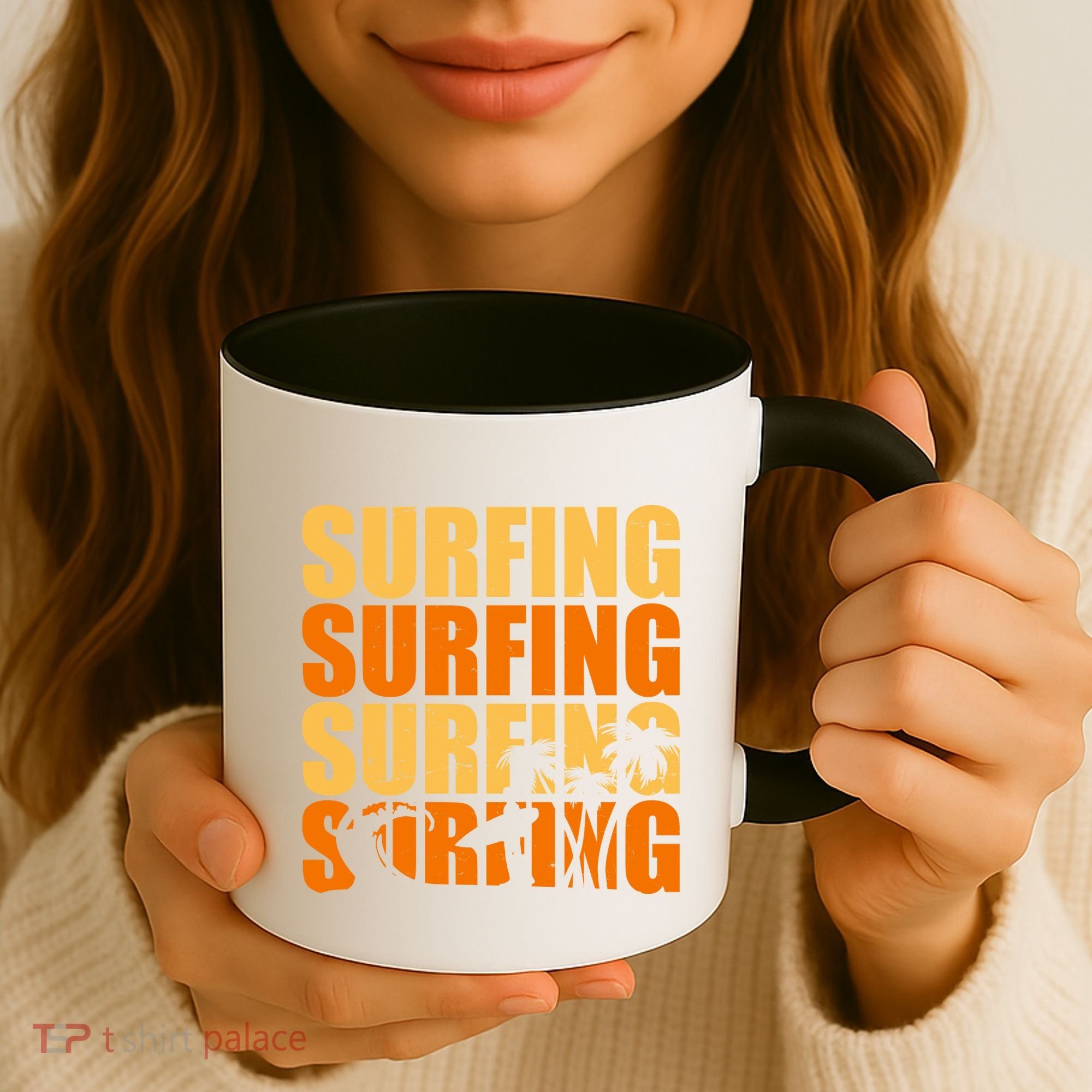 Surfing Retro Beach Coffee Mug