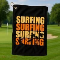 Surfing Retro Beach Golf Towel thumb 1