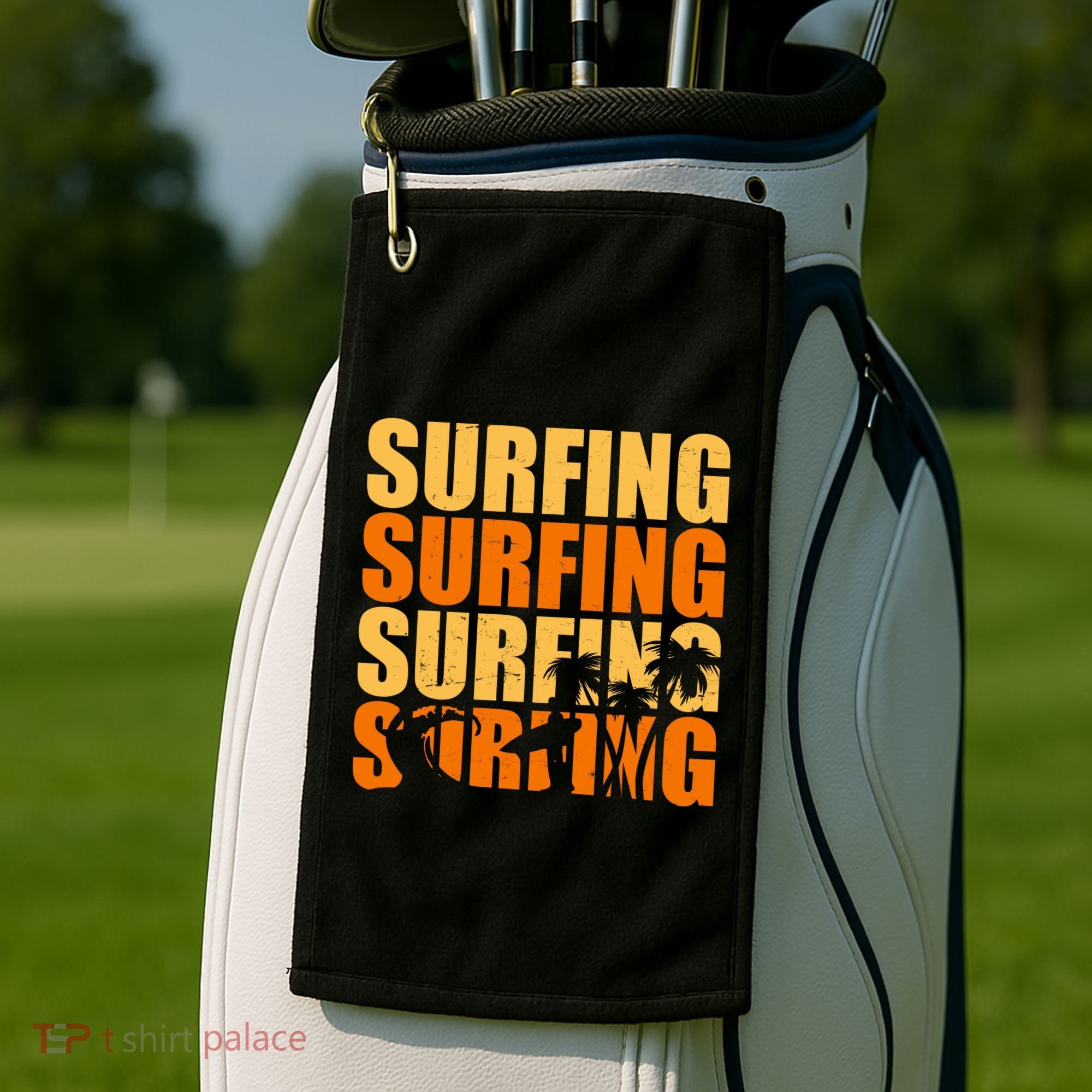 Surfing Retro Beach Golf Towel