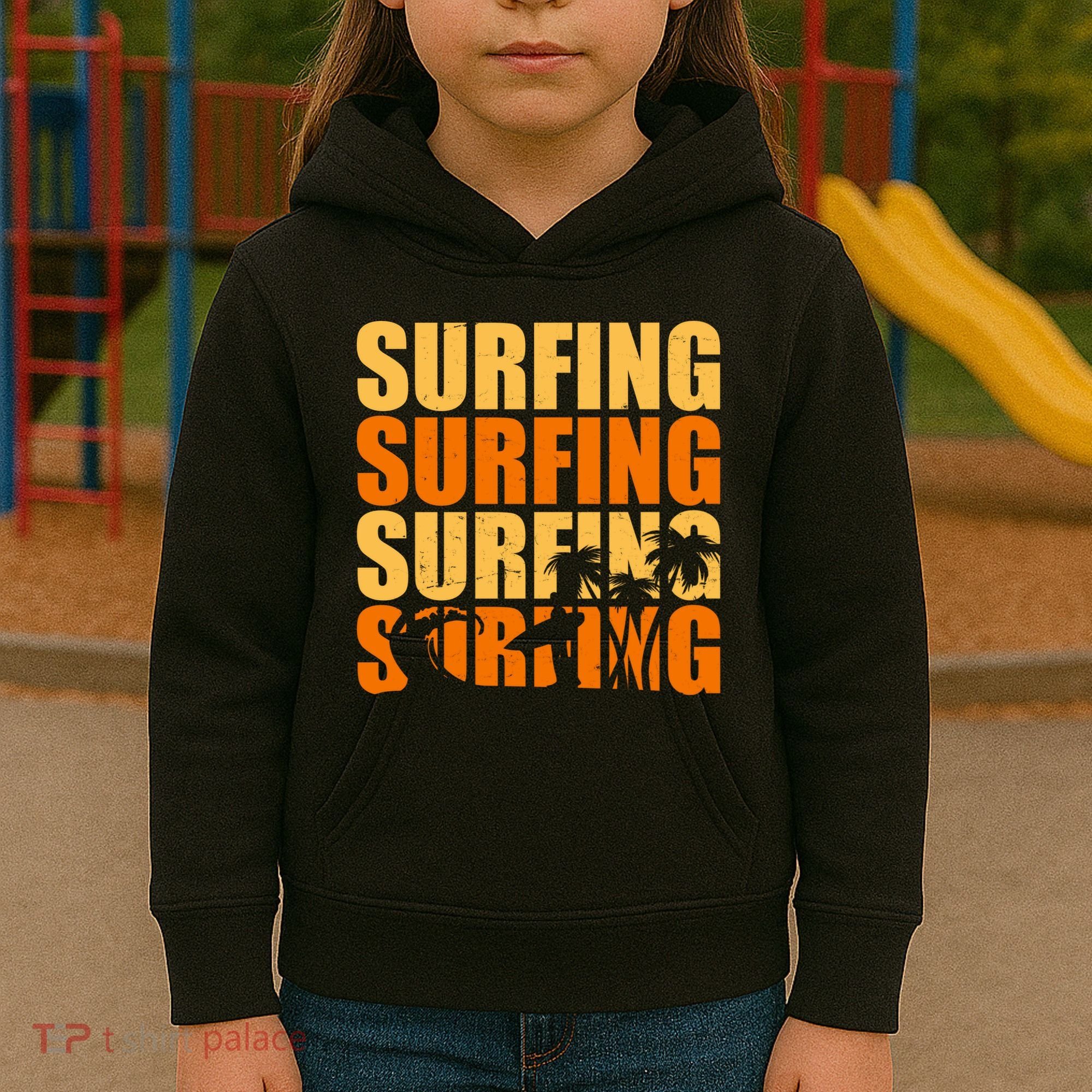 Surfing Retro Beach Kids Hoodie