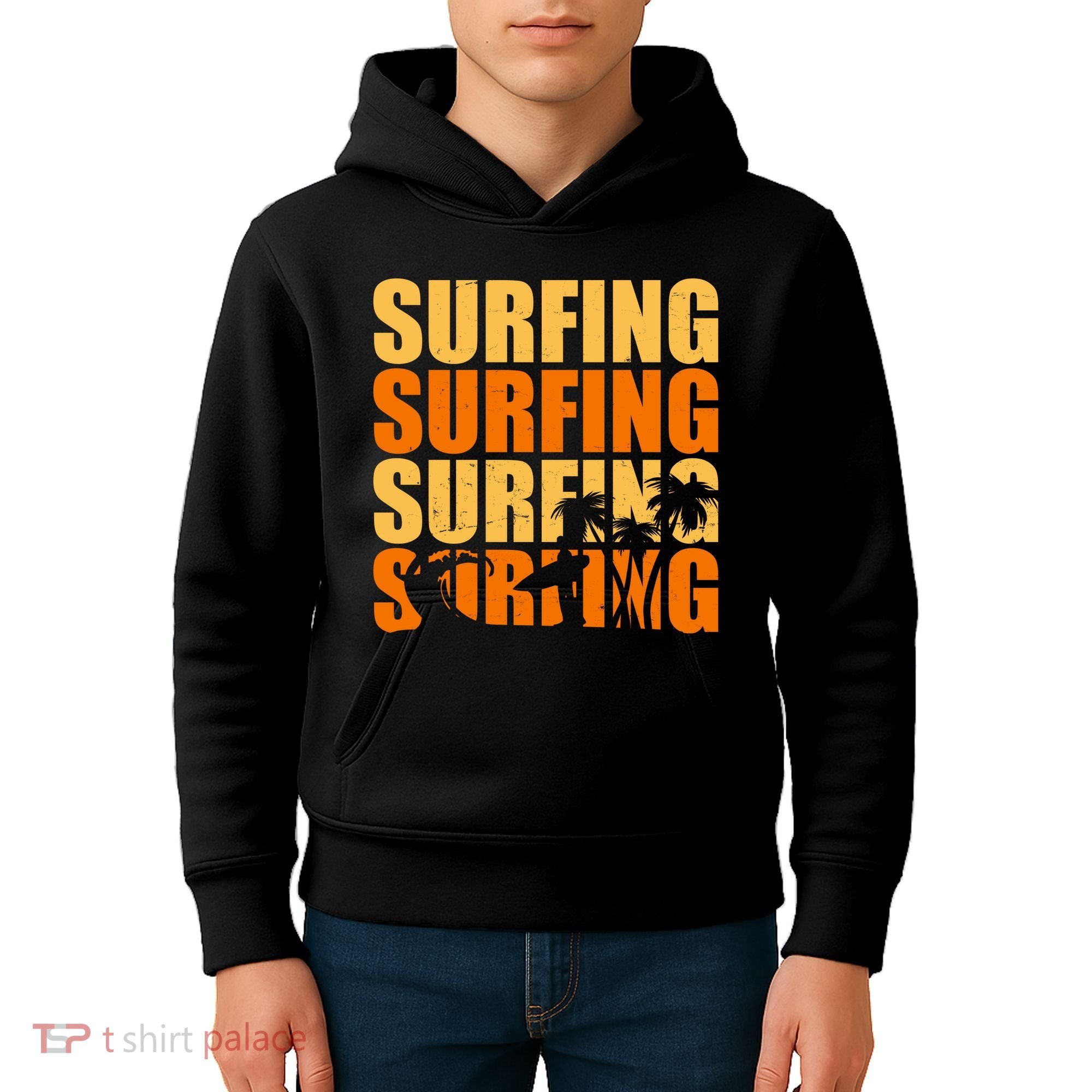 Surfing Retro Beach Kids Hoodie