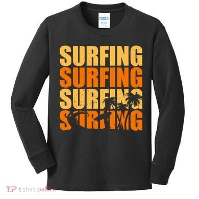 Surfing Retro Beach Kids Long Sleeve Shirt