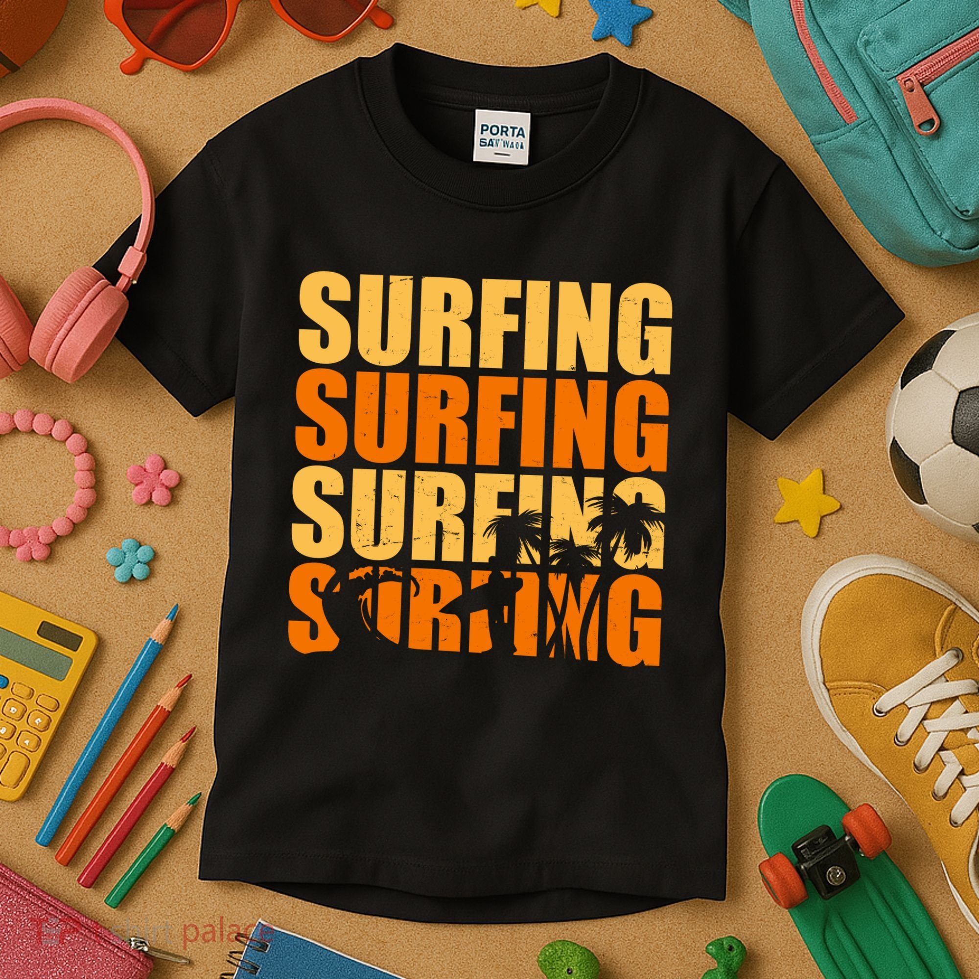 Surfing Retro Beach Kids T-Shirt