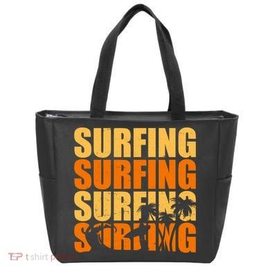 Surfing Retro Beach Tote Bag